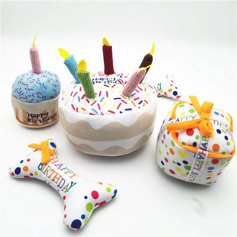 Barkley Birthday Cake Squeaky Toy Set