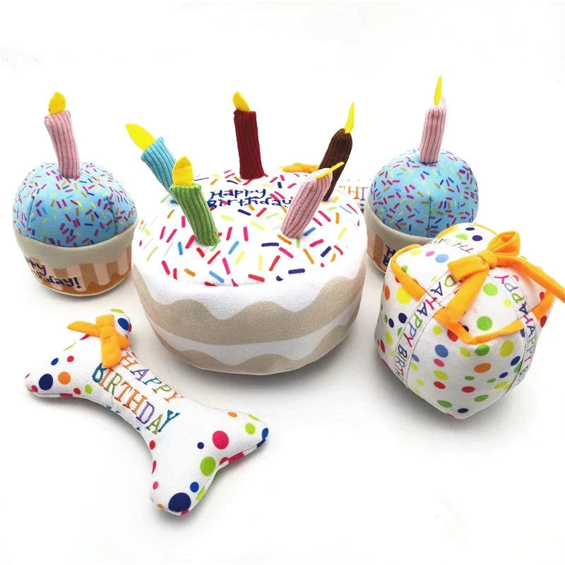 Barkley Birthday Cake Squeaky Toy Set